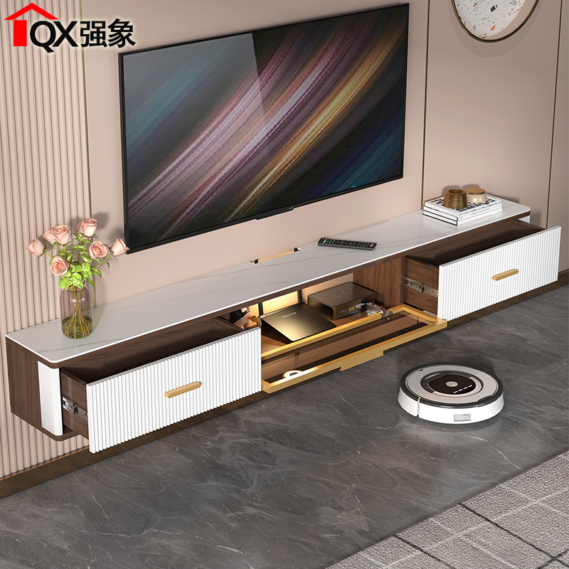 轻奢岩板电视柜壁挂式窄款简约悬空客厅影视挂墙柜X小户型D39