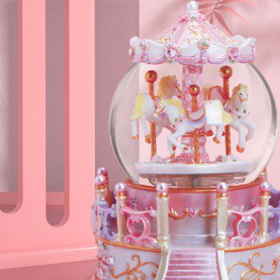 定制照片旋转木马水晶球音乐盒八音盒送女孩女生新年创意生日礼物