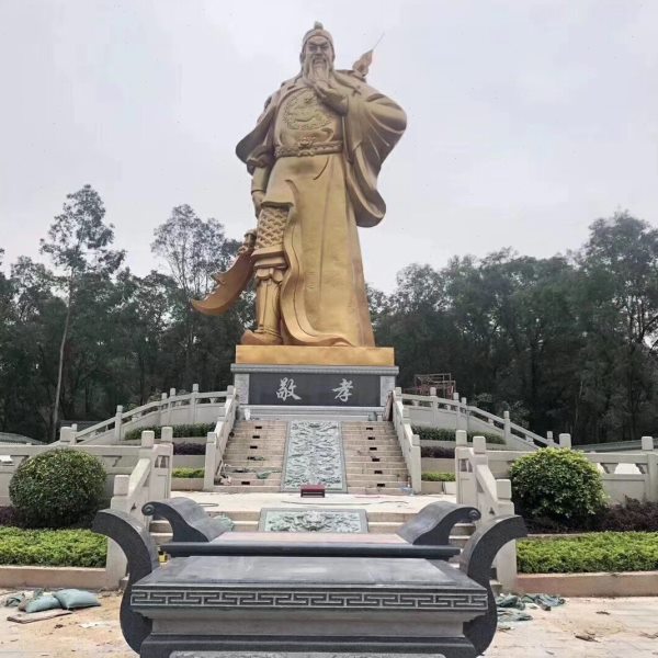 大型石雕关二爷雕塑寺庙关公石雕人物像花岗岩雕刻关公像定制加工