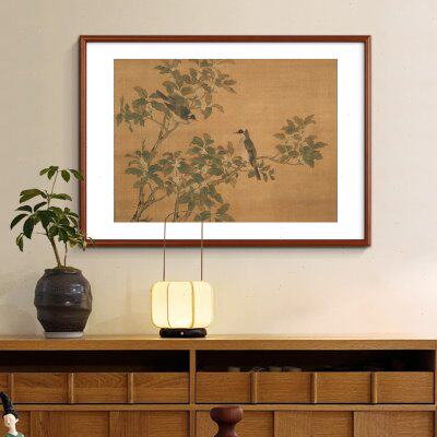 白头荣贵图客厅装饰画宋代美学书房挂画法式复古花鸟茶室玄关壁画