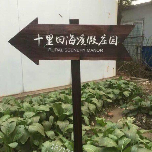 户外防腐木广告牌指示牌立式箭头指路牌实木景区宣传栏匾额花草牌