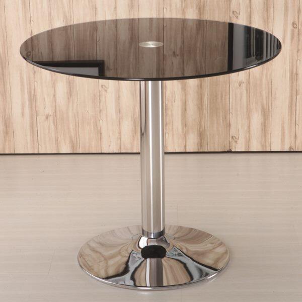 小圆桌黑色茶几钢化玻璃简约饭桌独腿休闲洽谈桌家用餐桌圆形桌子