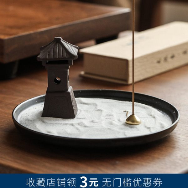 日式香器禅意线香炉庭院枯山水意境香道摆件创意香插功夫茶道零配