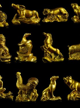 开运纯铜猪动物铜十二生肖猪家居装饰摆设工艺品摆件黄铜金属