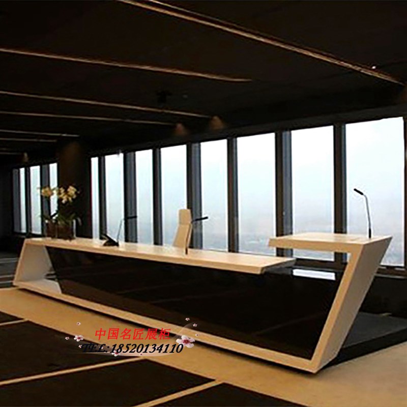 欧式造型前台办公室接待台前台办公桌烤漆前台收银台公司吧台定制