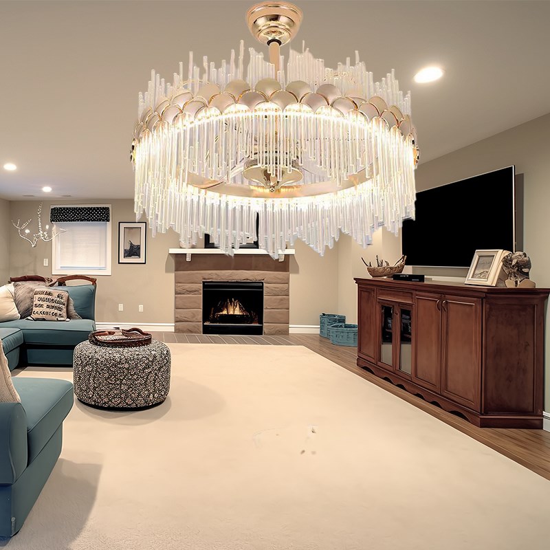 客厅一体a高品质风扇灯轻奢电扇灯2024新款水晶风扇吊灯工厂直供