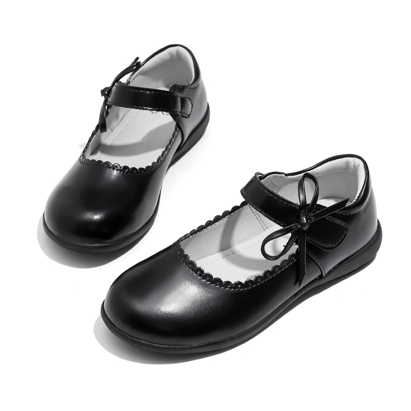 女童黑皮鞋真皮软底小女孩v黑色演出学生礼仪鞋女儿童校鞋表演鞋