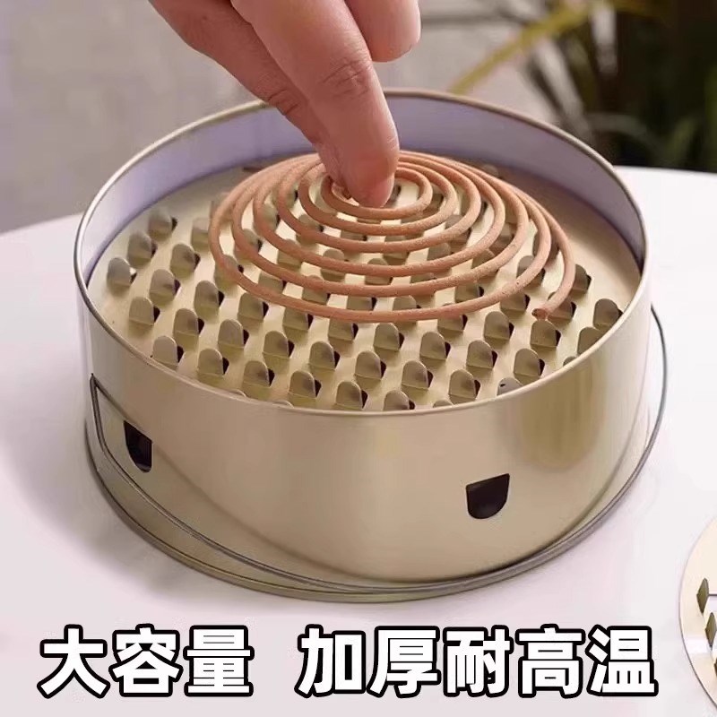 蚊香盘托盘家用带盖接灰盘u支架防火防烫创意香炉户外不锈钢蚊香