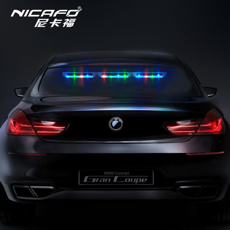 汽车太阳能爆闪j灯防追尾激光警示灯车用呼吸灯汽车装饰游侠灯