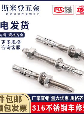 316不锈钢高强度车修 壁虎膨胀螺丝电梯用膨胀螺栓M6M8M10M12M16