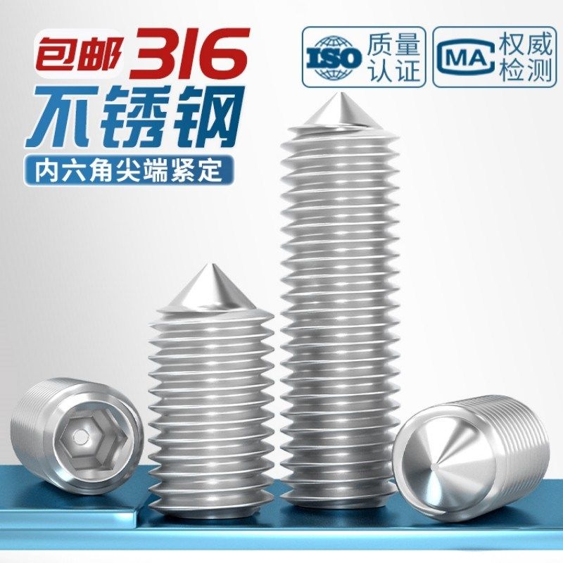 316不锈钢内六角尖端紧定螺丝ISO4027堵头顶丝机米无头螺钉M2-M16