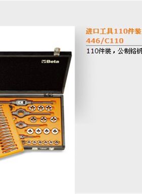 原装进口意大利BETA 110件装 公制铬钒钢丝锥 板牙组套 446/C110
