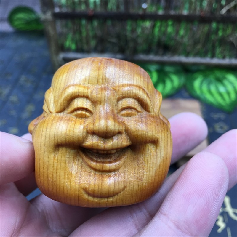 崖柏四面佛 喜怒哀乐手把玩摆件 木质工艺品 手把件木雕小摆件