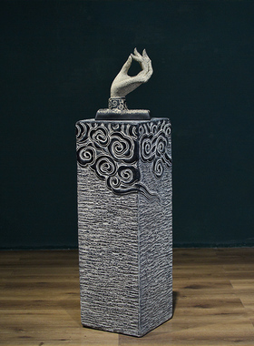 新中式禅意祥云佛手博古架书房艺术雕塑仿古茶室茶馆装饰小摆件