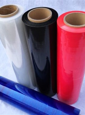 黑色pe缠绕膜j拉伸膜整箱包装薄膜大卷保鲜膜工业用物流打包膜