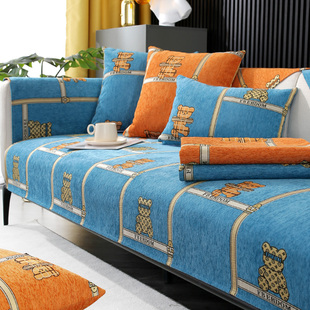 翠湖里雪尼尔沙发垫子四季通用简约现代防滑卡通沙发套全包盖布巾