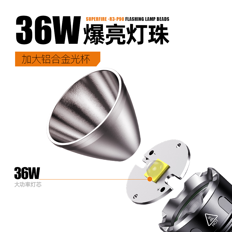 神火手电筒军强光远射户外充电超亮家用户外led大容量大功率
