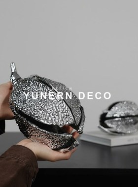 创意金属豆荚摆件样板房间几何抽象玄关柜电视柜桌面摆设