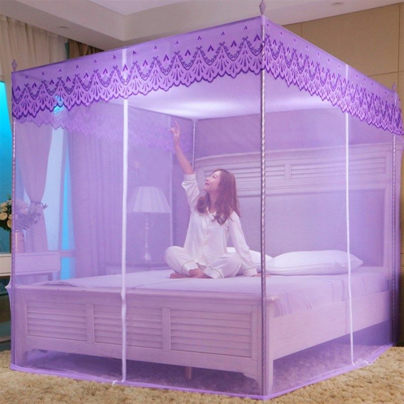 俩开门家用单蚊帐无支架落地款拉链宫廷单纱帐1.5cm180*220无支架