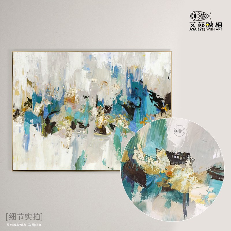 手绘油画现代简约轻奢客厅抽象立体装饰画玄关画餐厅走廊挂画定制图片