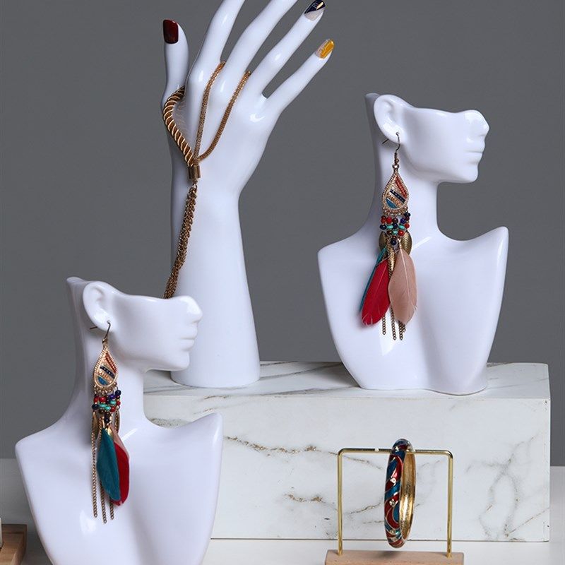 耳环模特展示人头模道具珠宝店饰品橱窗陈列半身人像耳钉耳坠拍照