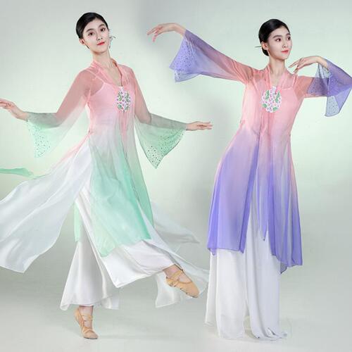 古典舞伞舞扇子练功服成人国风演出服女身韵纱衣汉服湘云飞套装