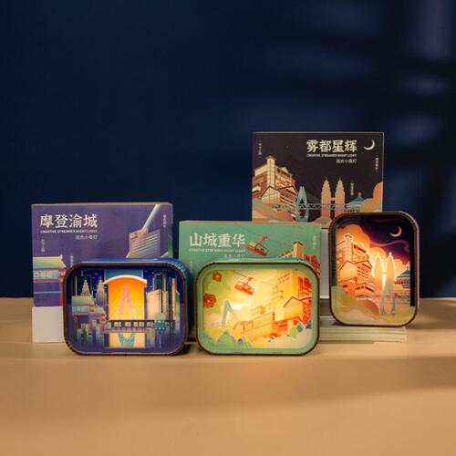 重庆木质小夜灯氛围灯木雕灯书桌面摆件旅游纪念品送女生老师礼物