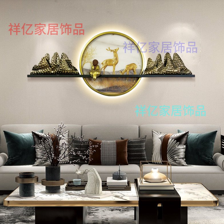 新中式圆形假山禅意壁饰客厅背景墙饰茶室墙面挂件餐厅壁挂装饰品