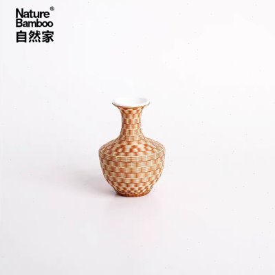 自然家传统手工艺瓷胎竹编竹丝扣花瓷小花瓶插花禅意花器送礼物