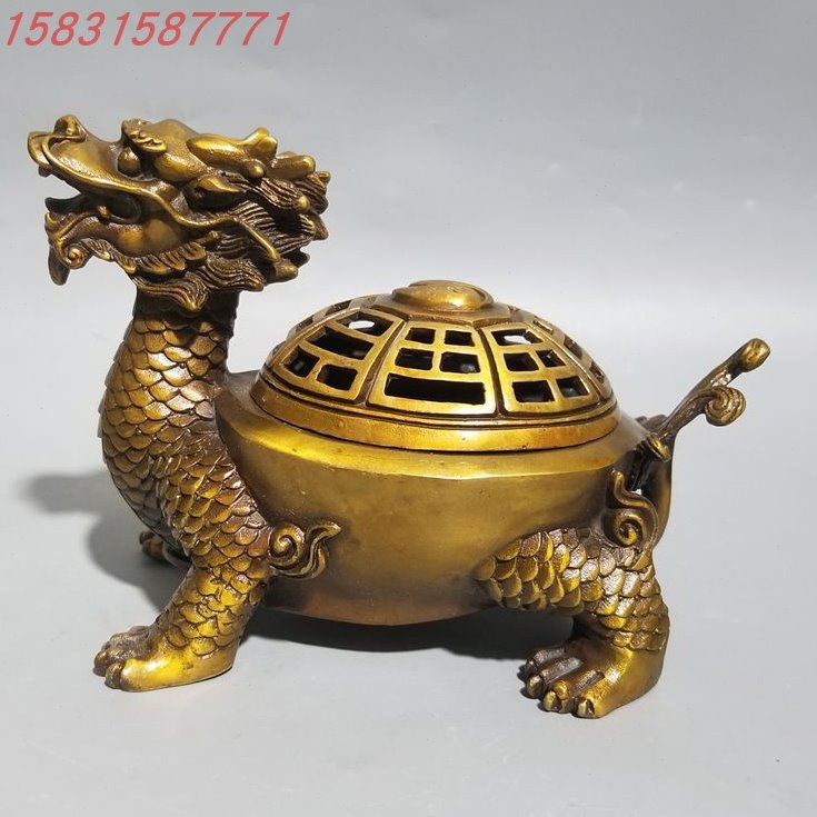 新款纯铜龙龟熏香炉摆件 复古怀旧家居室内禅意工艺品