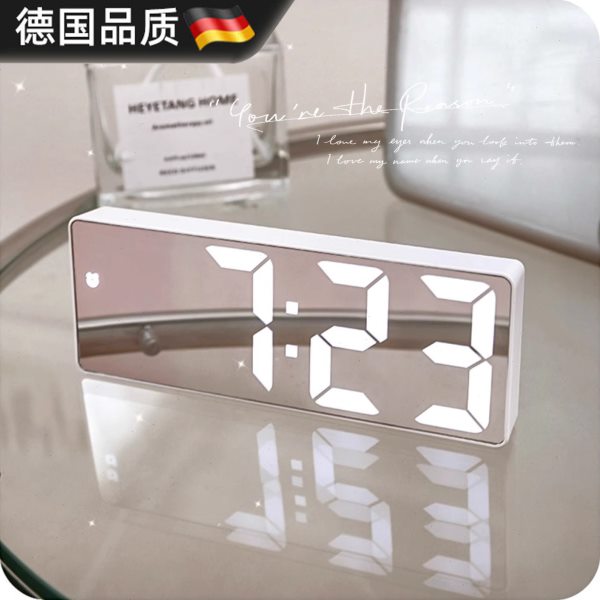 镜面闹钟表摆台式摆件简约钟表时间显示器学生用桌面数字电子时钟