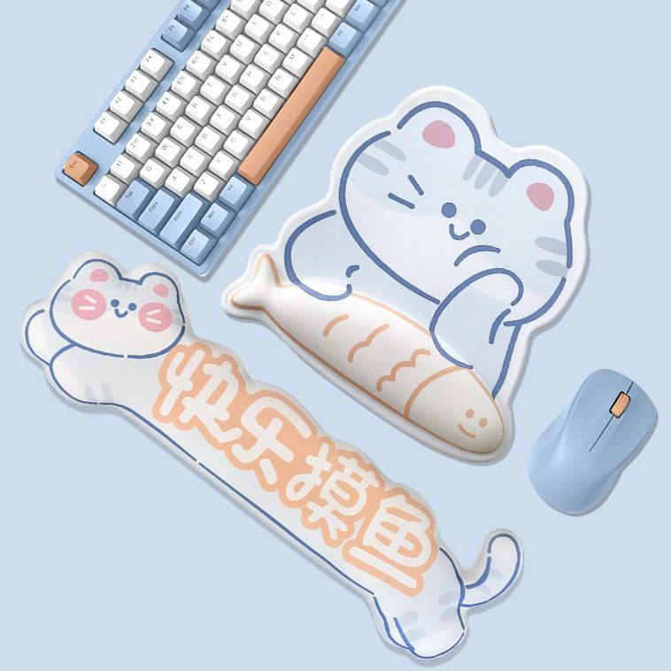 可爱快乐摸鱼护腕鼠标垫办公鼠标垫子女生护手腕键盘手托键盘垫,居家日用,护腕垫,淘宝优惠券,粉丝福利购,淘宝优惠卷