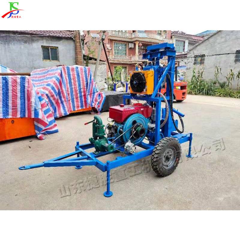 柴油打井机 家用农田灌溉钻井机 液压便携牵引式吃水井打孔机