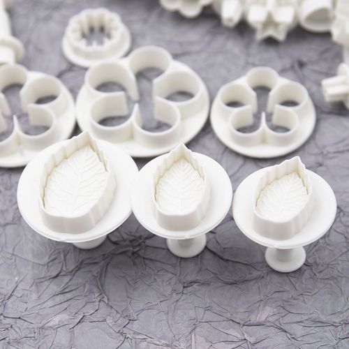 翻糖印花塑料模具弹簧按压翻糖压花印模软陶泥粘土印花33件套装