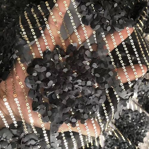 厂家直销新款重工绣花 珠片婚纱花边 蕾丝面料 色织刺绣 花球珠帘