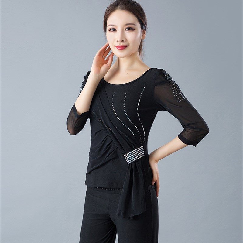 水兵舞服装女中短袖2020新款吉特巴拉丁舞蹈服三步踩表演出服上衣