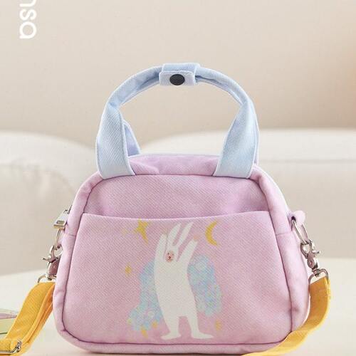 典舍x是阿酱啊 可爱小清新兔兔斜挎棒球包个性撞色帆布包女K401