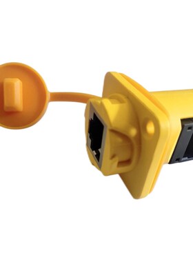 J45防水网线i插座 黄色弯式快速卡口前后双头直插数据连接器插头