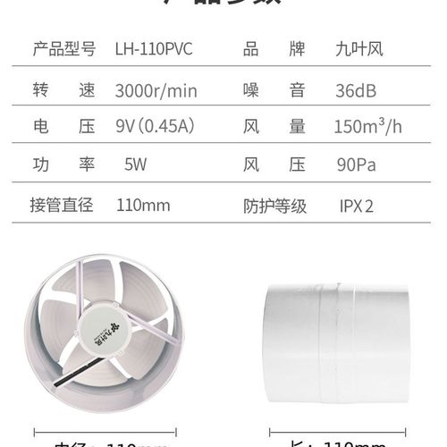 110管道排气扇抽风机墙洞圆形卫生间4寸换气扇小型W家用厕所排风