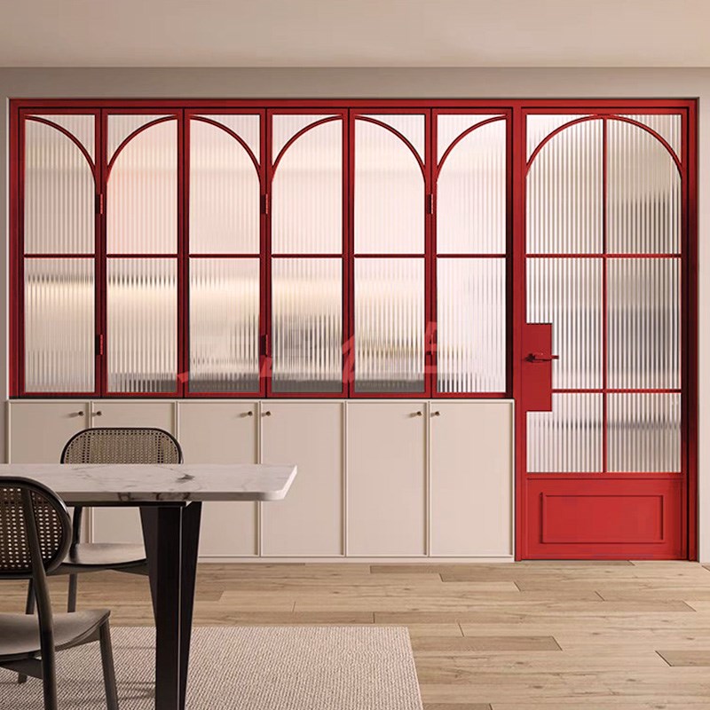 折叠门窗开放式法式复古卫生间A防水门连窗左右推拉隔断门折叠窗