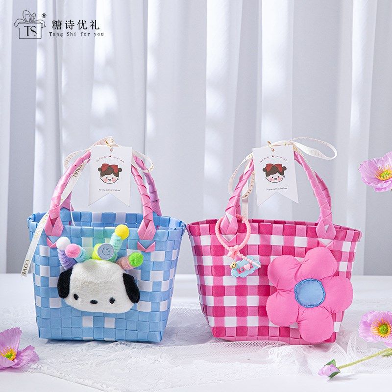 龙年宝宝满月宴伴手礼宝宝宴新生儿礼盒儿童生日结婚手提编织篮子