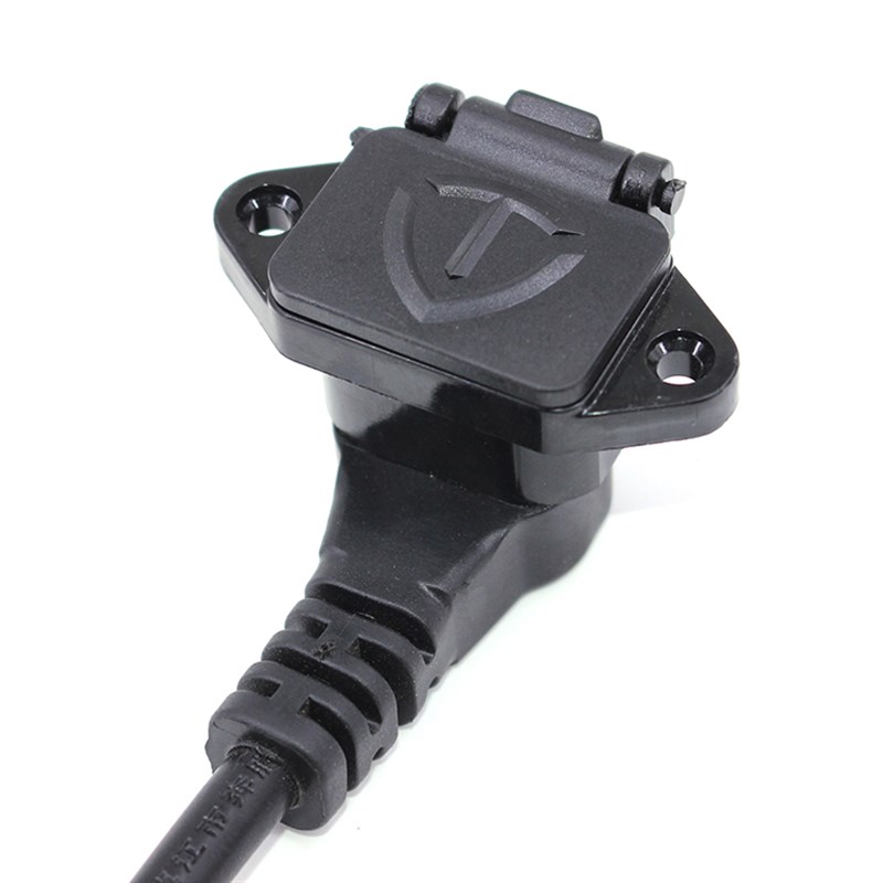 台铃电动车充电孔云插头充电器线台铃弯头电源线公母插头插座转换