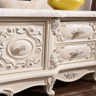 欧式电视柜茶几组合大理石 实木雕花电视机柜 小户型客厅家具套装