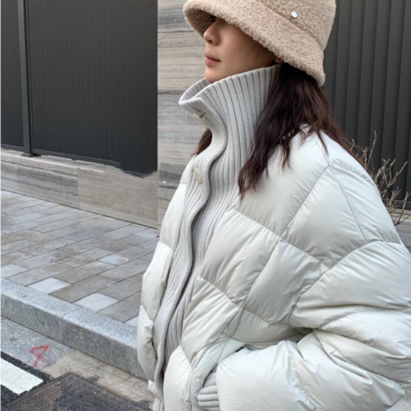 SU 秋冬落肩袖潮流拼接保暖单排扣休闲90羽绒服 H0862