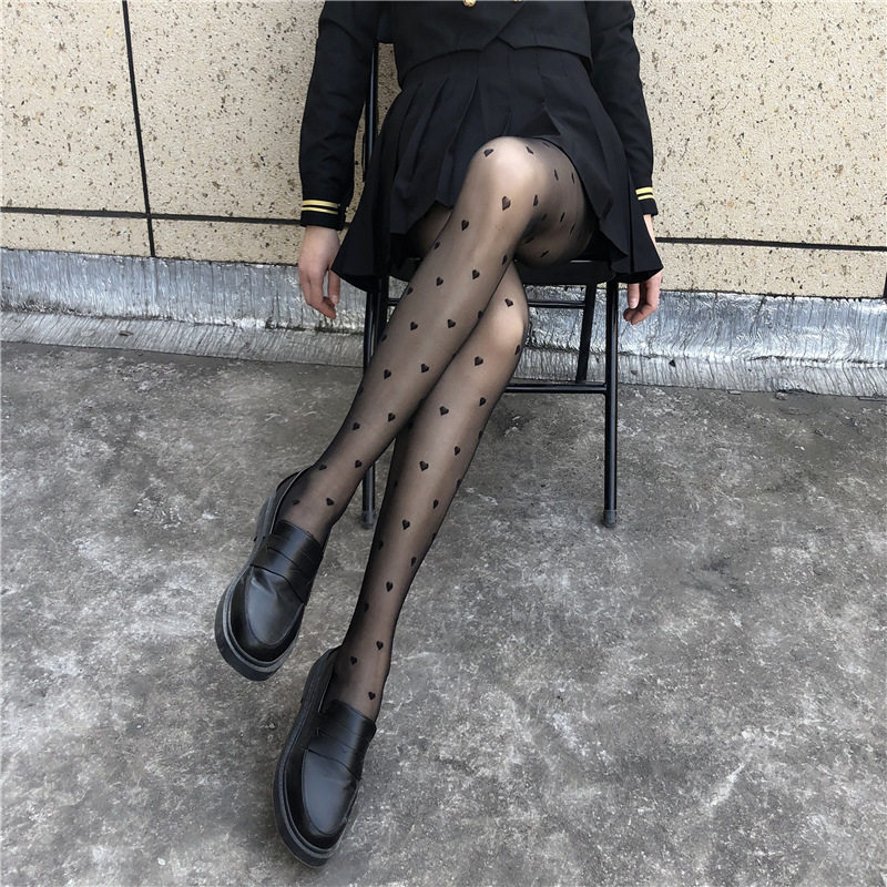 波点丝袜网红爆款爱心蝴蝶结圆点超薄辣妹黑丝性感超薄白丝连裤袜