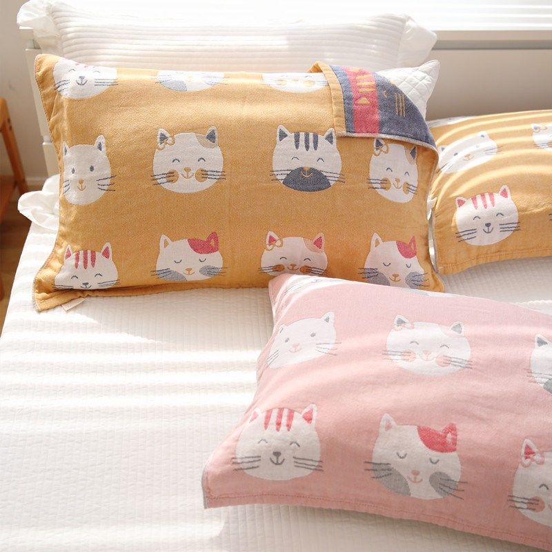 在耳边棉纱布枕巾男生单人防螨全棉可爱卡通猫咪枕头垫巾,床上用品,枕巾,淘宝优惠券,粉丝福利购,淘宝优惠卷