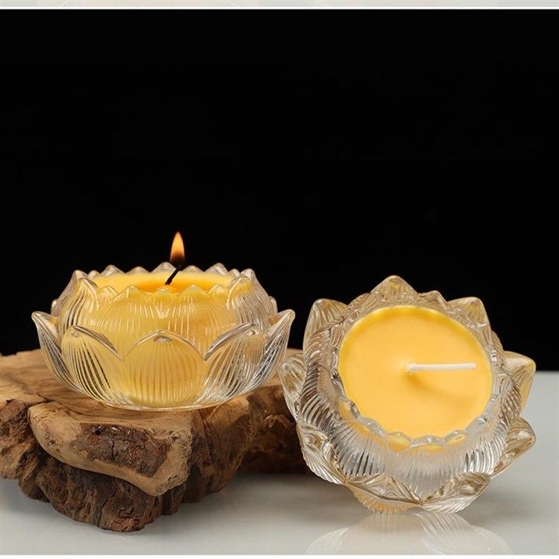 天然莲花酥油灯12小时纯植物无烟无异味玻璃蜡烛灯盏家用佛前供灯,节庆用品/礼品,蜡烛,淘宝优惠券,粉丝福利购,淘宝优惠卷