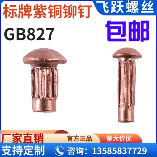 GB827紫铜标牌铆钉铝铆钉滚花铭牌实心半圆头铆钉M2M2.5M3M4包邮