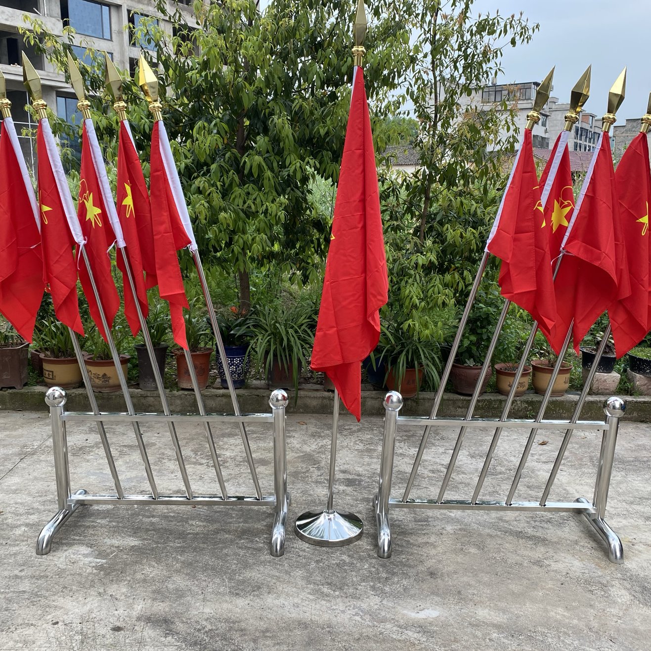 不锈钢少先队旗架会议室礼堂旗座企业学校棋杆底座队棋杆锦旗定做