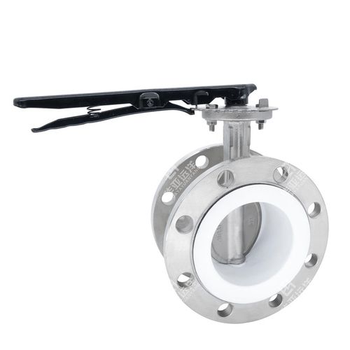 不锈钢304/316L衬四氟手柄涡轮法兰蝶阀D41F4/D341TF4-10/16P